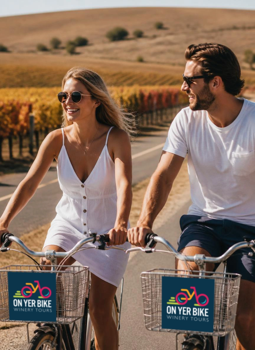 A couple cycling around local wineries