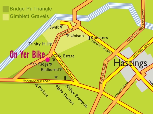Bike routes through Hastings wine region